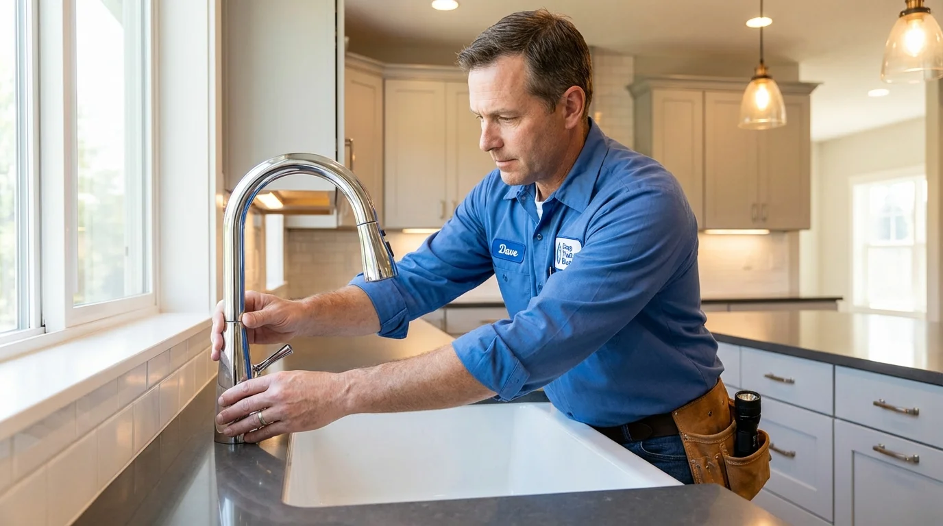 Kitchen faucet installation by Johns Plumbing LLC in Bridgton